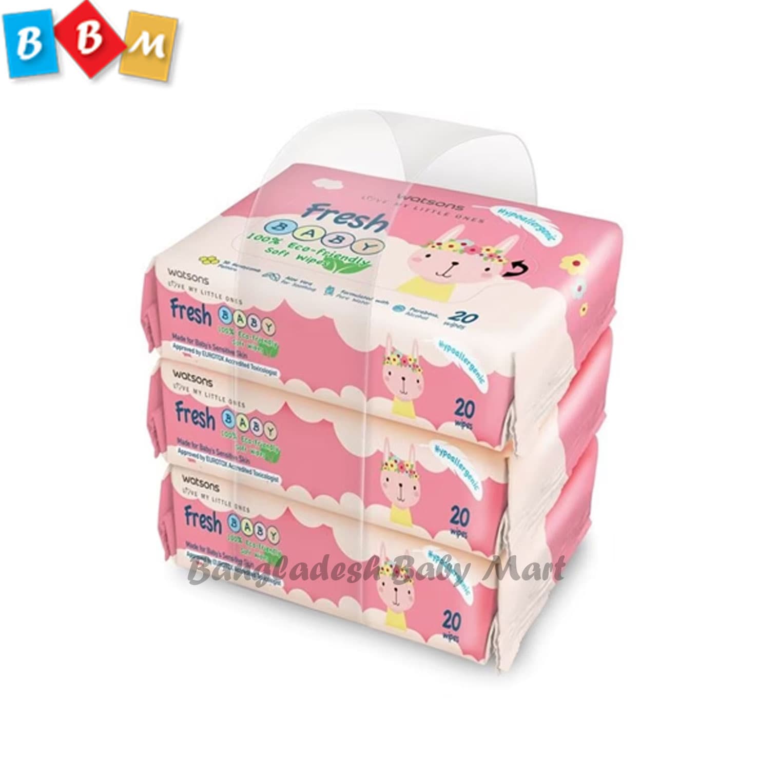 Watsons Fresh Baby Hypoallergenic Wipes 60 Pack